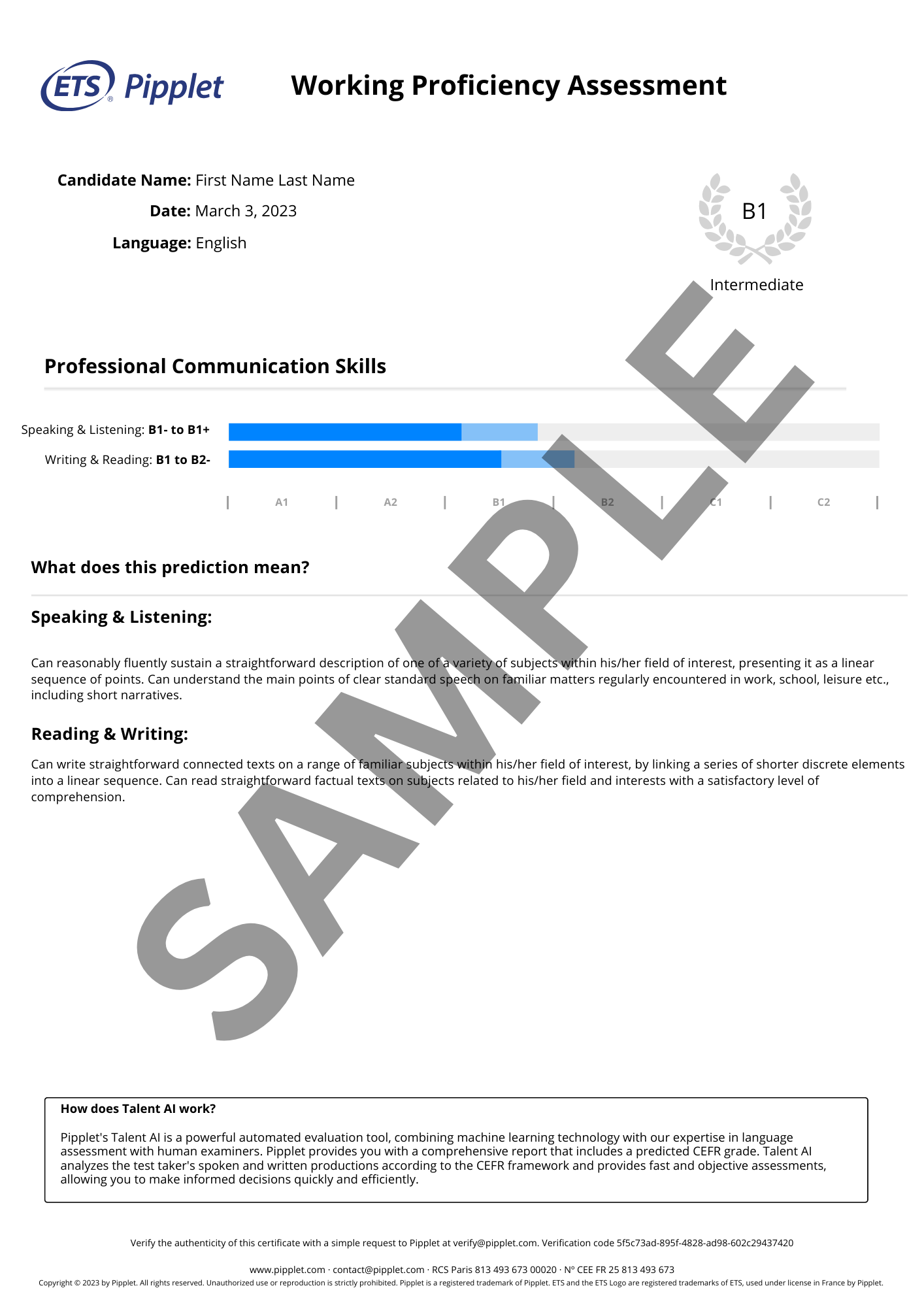 Evaluation Report Talent Ai Pipplet Language Assessment Evaluation Report Talent Ai Pipplet Language Assessment